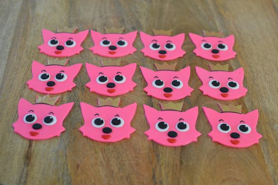 Pink Fong cupcake toppers - Edible Perfections