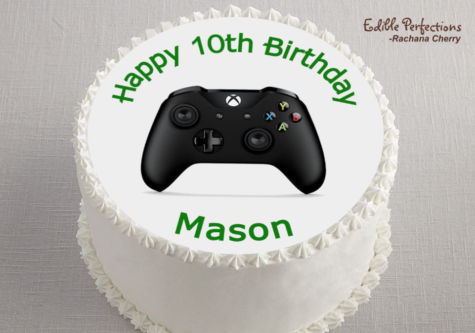 XBox Controller Level Up Happy Birthday Your Personalized Name Edible Cake  Topper Image ABPID53012 