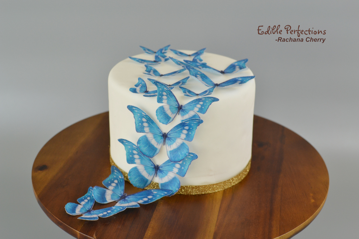 30pcs Edible Cake Decorations Blue Butterfly Paper,3d Paper