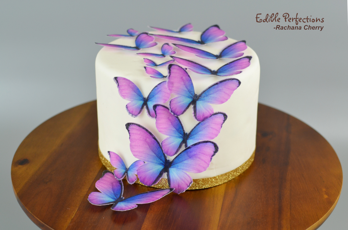 Edible Wafer Paper Blue and Purple Butterfly - Edible Perfections